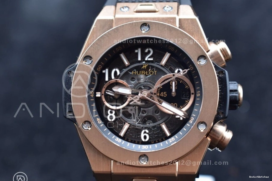 Strap GoodFit ZF Bang Edition Rubber RG Best Hublot 904 Big Dial on Skeleton Unico Black 1:1 A 0420